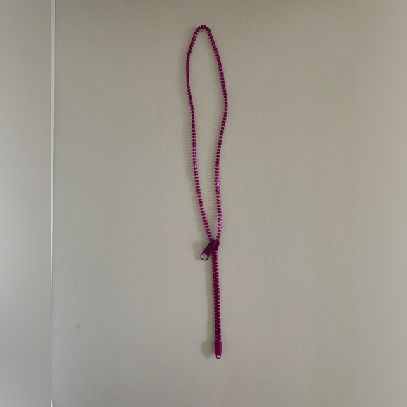 VTG 1980’s Chunky Punk Adjustable Zipper Necklace Purple Lavender Shimmer New - Picture 4 of 11